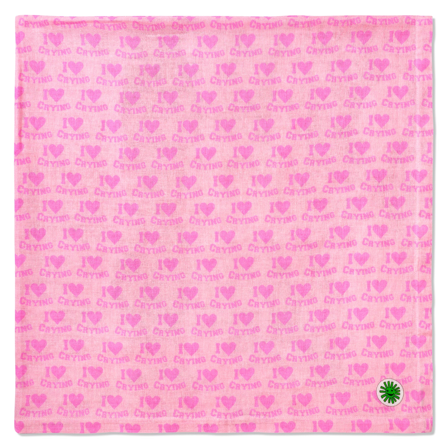 flat layout of i heart crying print oversized extra large muslin by sunny and moon for gift set presentation
