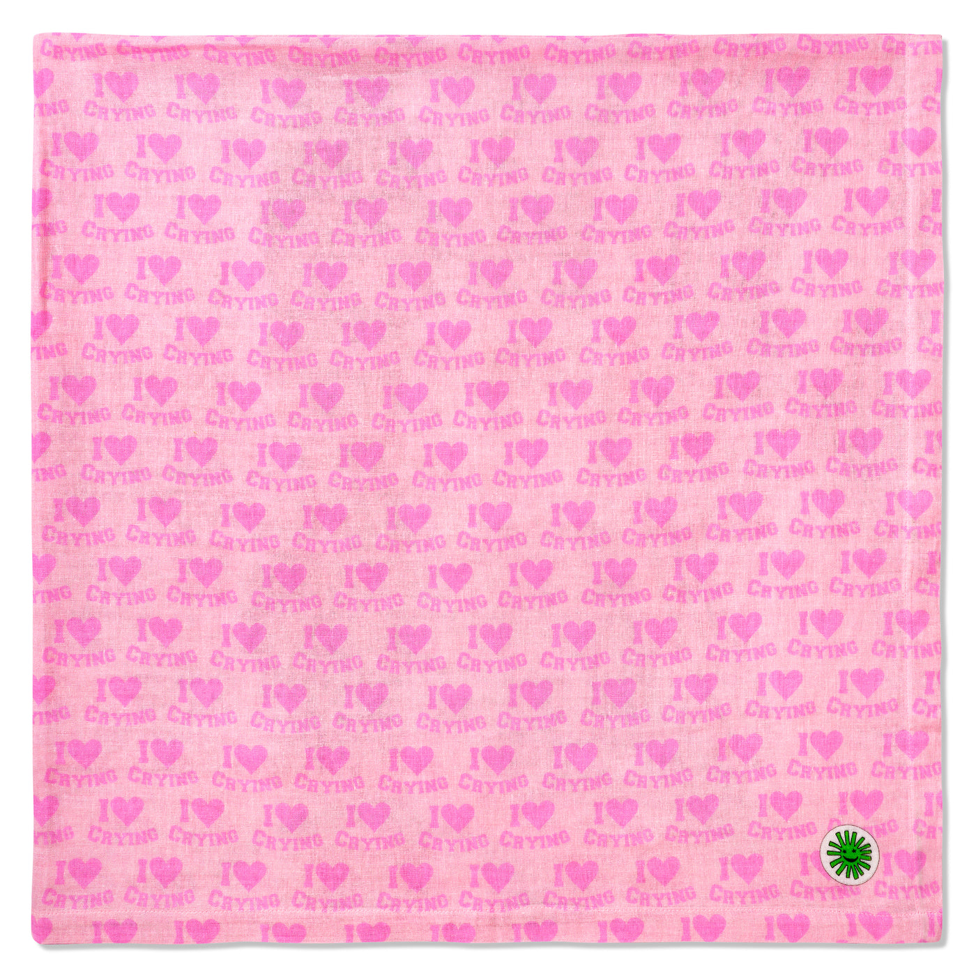 flat layout of i heart crying print oversized extra large muslin by sunny and moon for gift set presentation