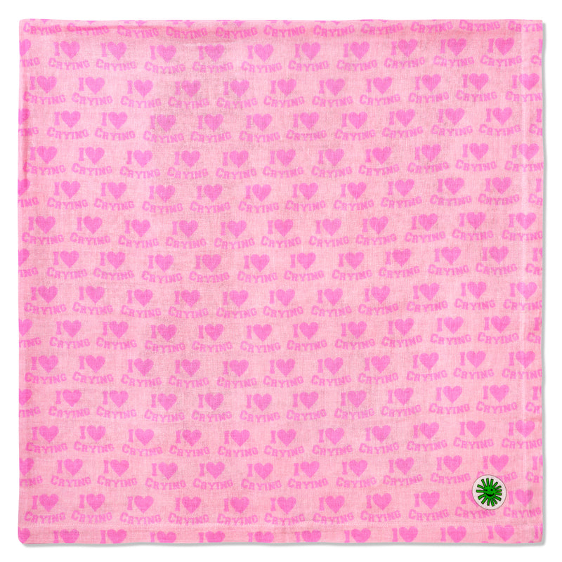 flat layout of i heart crying print oversized extra large muslin by sunny and moon for gift set presentation