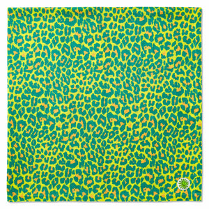 oversized baby muslin in green leopard print baby muslin cloth full flat layout luxury swaddle by sunny and moon
